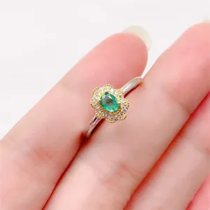 18K White Gold Plated Adjustable Birthstone Green Crystal Emerald Ring for Women thumbnail 3