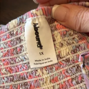 ABOUND Square Neck A-Line Smocked Pink Floral Mini Dress 1X Cottagecore Scandi thumbnail 11
