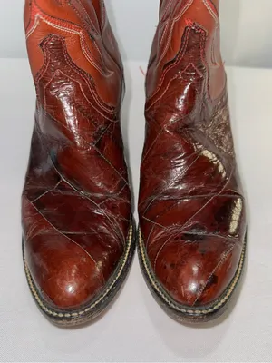⁠Dan Post Vintage Eel Skin Patchwork Western Boots Womens Size 5.5B Cognac thumbnail 5