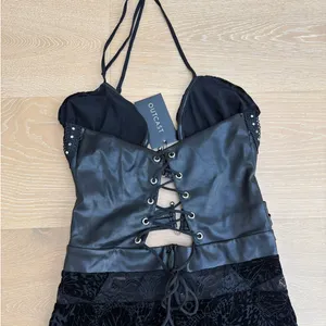 Outcast Jumpsuit Lace Cutout Halter Macy Size L Black thumbnail 6