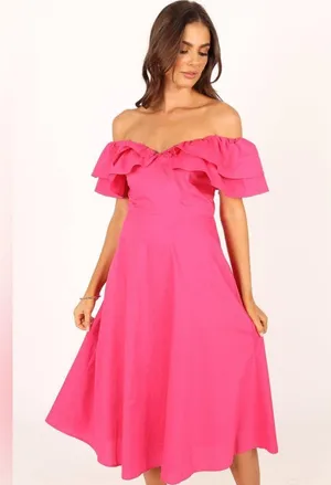 Petal + Pup Cabo frill sleeve dress in magenta NWT thumbnail 6