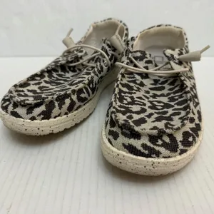 Hey Dude Wendy Woven Cheetah Shoes Womens 7 Beige Animal Print Slip On Canvas thumbnail 6