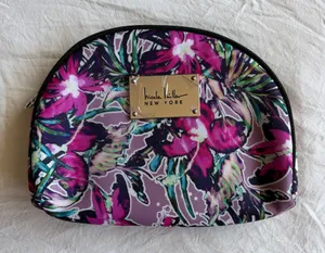 Nicole miller purple floral makeup pouch thumbnail 1