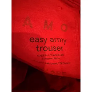 AMO Easy‎ Army Trouser Women 29 Red Raw Hem Patch Pocket Straight Leg Preppy thumbnail 11