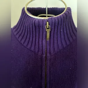 Lauren Ralph Lauren Cotton Sweater Purple Full Zip Turtleneck Large thumbnail 11