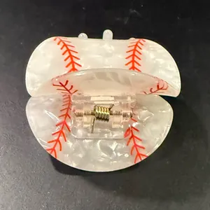 Baseball Hair Claw/ Clip White thumbnail 5