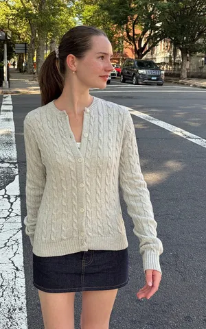 Brandy Melville OLSEN WOOL CABLE KNIT CARDIGAN thumbnail 1