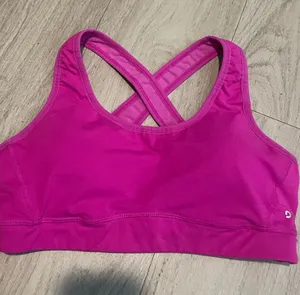 Women's Cross-Back Sports Bra - Bright Pink thumbnail 1