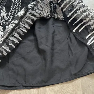 ZARA WOMAN NWOT Embroidered Tulle Skirt black with cream stitching Sz S Pull on thumbnail 4