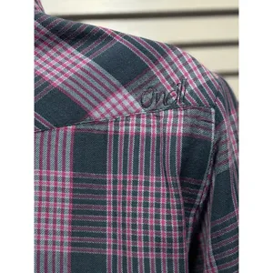 O'Neill Long Sleeve Shirt Pink/Gray Plaid‎ Size Medium Button Up Studs thumbnail 6
