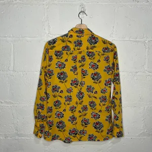 Banana Republic‎ Women’s Yellow Floral Long Sleeve Collared Shirt Size XS thumbnail 3