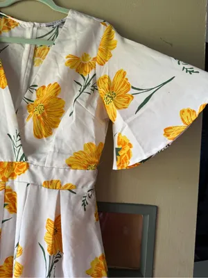 FAVLUX White Romper with Yellow Floral Print thumbnail 2