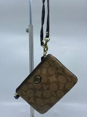 COACH Tan Brown C Signature Canvas Wristlet thumbnail 1