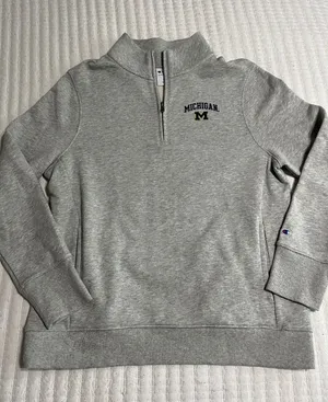 Champion Gray Michigan Quarter-Zip Sweatshirt thumbnail 1