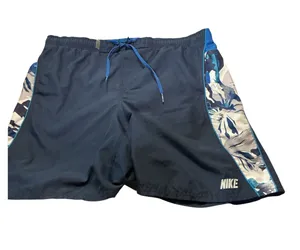 Nike Men's Swim Trunks Board Shorts Navy Blue Floral Side Panel Mesh L Large thumbnail 1