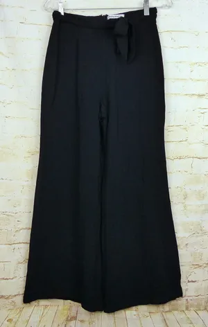 Reformation Pants Womens 8 Black Wide Leg High Rise Tie Belt Flowy Lined Boho thumbnail 1