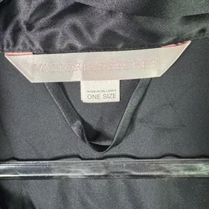 Victoria's Secret Black Satin Robe & Lace Slip Dress Lingerie Set OS XS‎ Black thumbnail 5