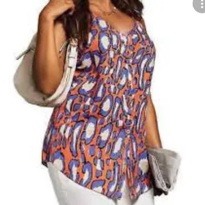 Cabi Orange & Purple Animal Print Sleeveless Top Womens M Tank Blouse Beachy thumbnail 2