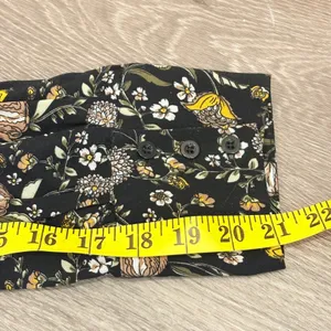 Natural Life Moody Floral Mini Shirt Dress Black Long Sleeve Rayon Cottage Med‎ thumbnail 11