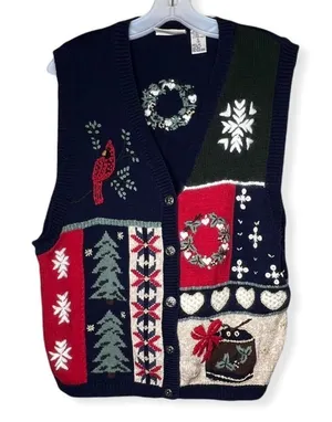 Vintage North Crest‎ Christmas Sweater Vest thumbnail 1