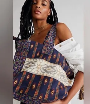 Free People Basel Tassel Patchwork Tote In Southwestern Pattern NWOT thumbnail 2