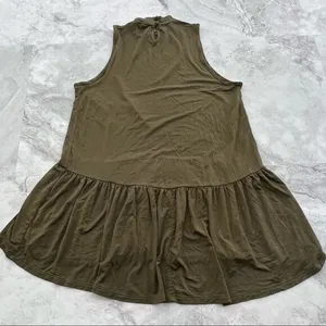 Anthropologie Sunday in Brooklyn Tank Size Small‎ S Olive Mock Neck Ruffle Hem thumbnail 3