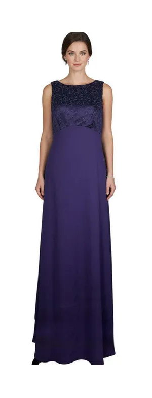 Rhapsody Purple Sleeveless Formal Gown with Beaded Bodice – Size M thumbnail 1