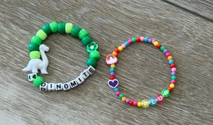 Handmade NEW Lot Of 2 Kandi Bracelets EDM Rave Festival Dinosaur PLUR Colorful Fun thumbnail 2