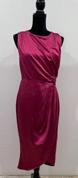 Lush‎ sleeveless pleated midi dress fuschia rose size medium thumbnail 1