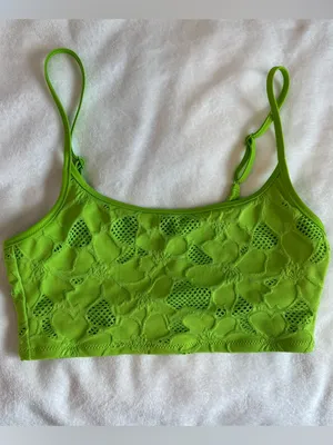 Aerie Scoop Neck Bikini Top Neon Green Size Medium thumbnail 2