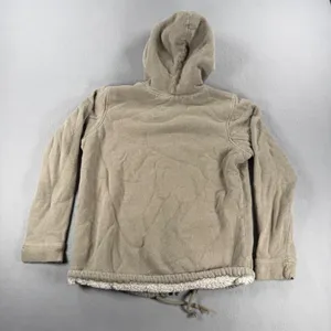 Y2K Roxy Beautiful Adventure Sherpa Lined Full Zip Hoodie Tan Khaki Womens Large thumbnail 3