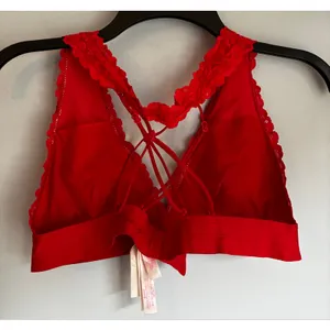 PINK Victoria's Secret Bralette Red Lace Large Fairy Coquette thumbnail 7