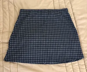 Urban Outfitters Navy and White Plaid Mini Skirt thumbnail 1