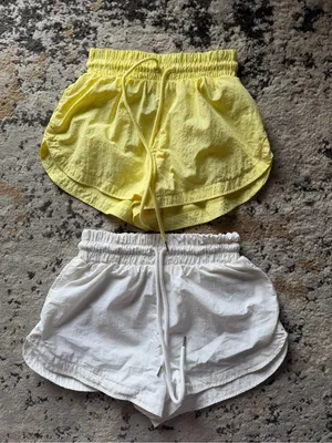 Forever 21 Yellow & White Elastic Waist Athletic Shorts Duo thumbnail 1
