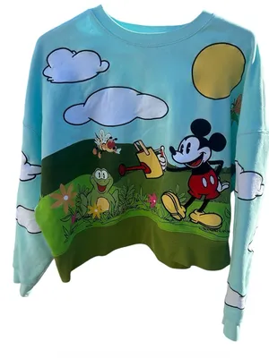Disney -Mickey Mouse Pastel Graphic Sweatshirt - Garden preowned Size M thumbnail 2