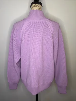 Aerie Offline Cool Down quarter zip slouchy waffle sweater Lively Lilac L thumbnail 6