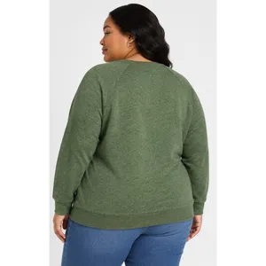 Time And Tru Womens Sweatshirt Sz XXL Olive Green Washed Crewneck Cozy Pullover thumbnail 6