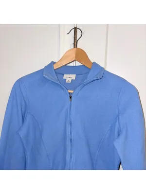 L.L.Bean $98 Woman’s S Reg light blue full zip fleece jacket Hoodie Sweatshirt thumbnail 4