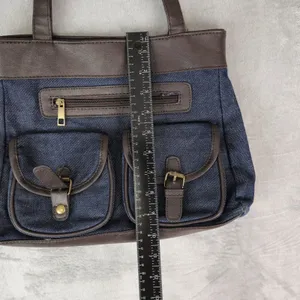 Gold Coast Blue Denim Faux Leather Shoulder Bag‎ thumbnail 11