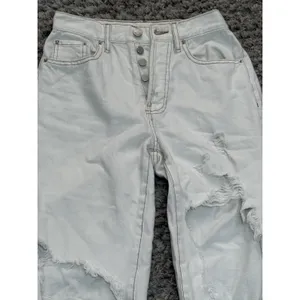 PacSun Women’s Dad Jean Size 23 Distressed Ripped Light Cream Denim High Rise thumbnail 6