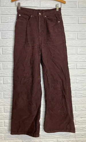 BDG Corduroy Pants Womens 25 Brown Excellent High & Wide Leg High Waisted Cotton thumbnail 1