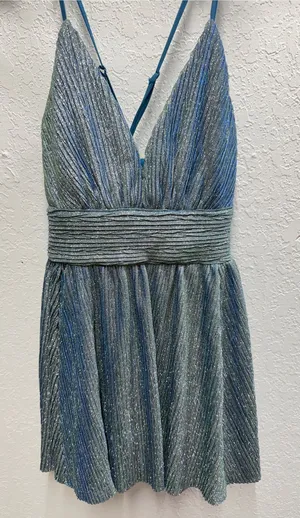 Lulu's shimmery hoco dress silver blue green crinkly glam fairycore pixie large thumbnail 1