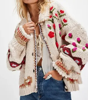 Free People Slouchy Oversized Rosebud Cardigan Size XS thumbnail 1
