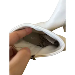 Marc Fisher Olorena White Leather Pointed Toe Block Heel Ankle Boots Size 8.5M thumbnail 8