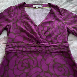 Boden purple black floral geometric print V-neck shift mini dress, size 6 preppy thumbnail 13
