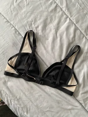 Victoria's Secret NWOT Bralette Plunge Black & Beige Mesh Size LARGE thumbnail 7