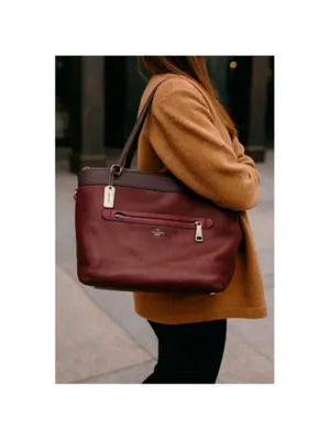 Coach Tyler Burgundy & Aubergine Leather Tote F57210 thumbnail 6