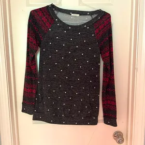 Snowflake Sweater‎ in charcoal & Red, small thumbnail 3