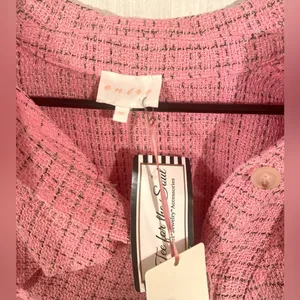 Entro Pink Tweed Button Up Shirt Jacket Shacket Barbiecore Feminine Size Medium thumbnail 3