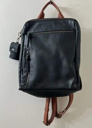 Elliott Lucca Black and Brown Leather Backpack thumbnail 1